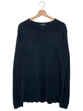 Wings + Horns Long Sleeve Waffle Knit Thermal Shirt Black men's size Large